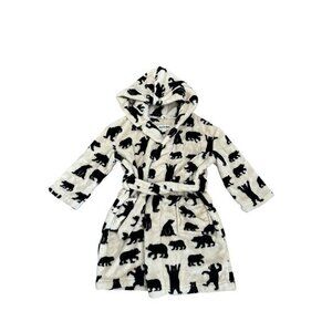 Little Blue House Kids Bear Print Hooded Fleece Bathrobe S 2-3